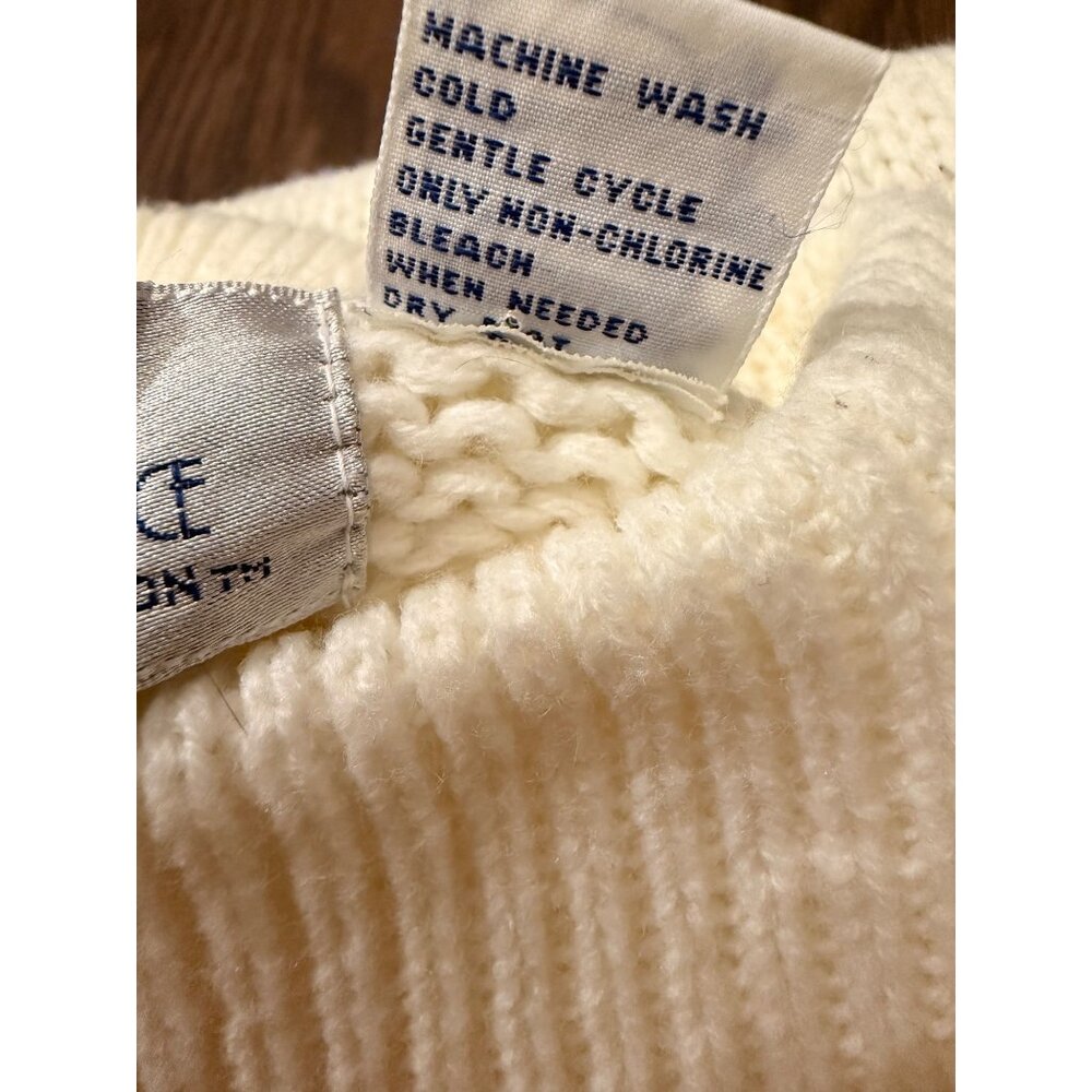 Girls 80s Maggie Lawrence Collection Cream Knit Sweater Geometric‎ Rhinestones L - Picture 7 of 11